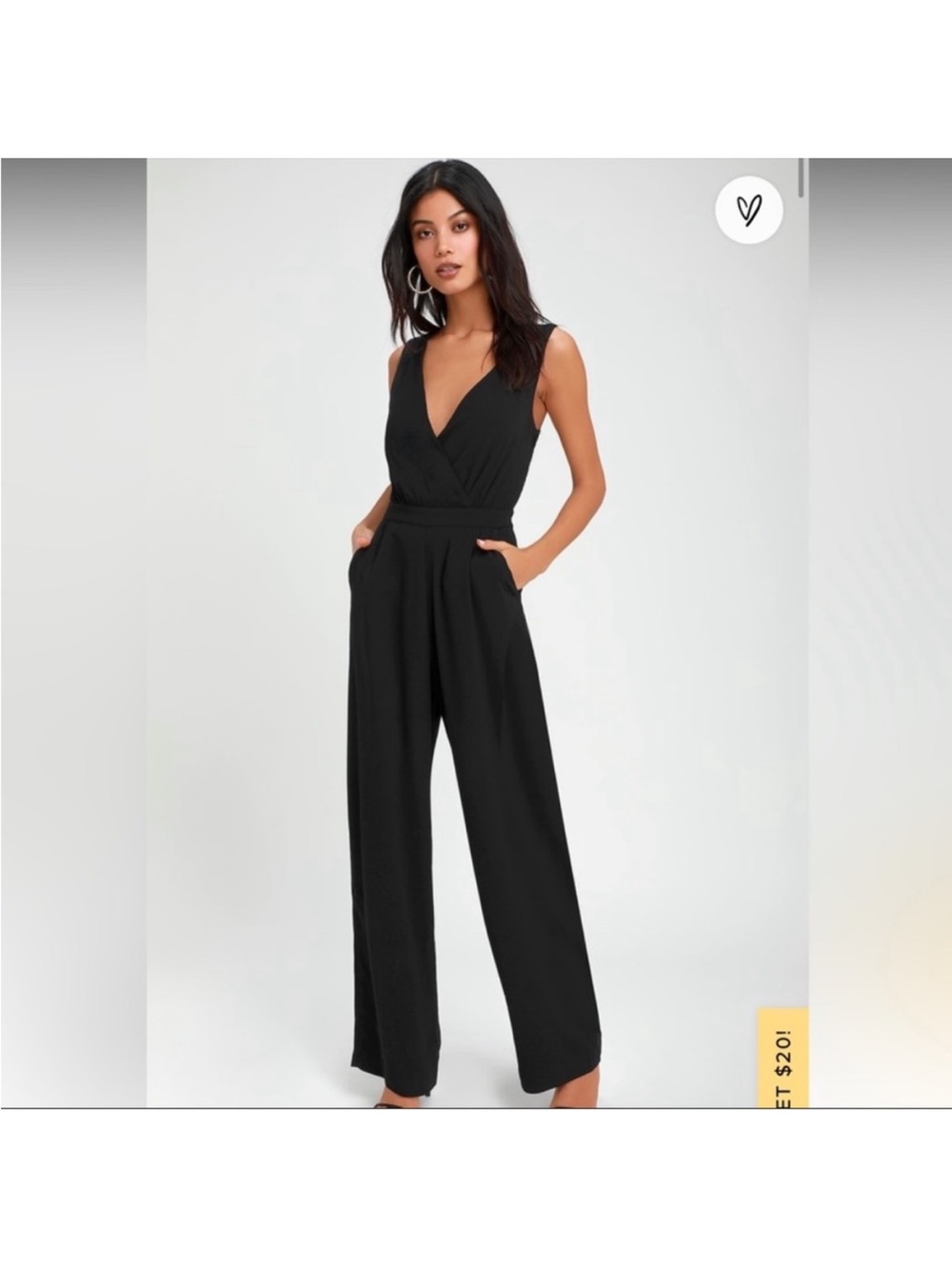 Lulu's Black Sleeveless Surplice Wide-Leg Jumpsuit